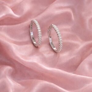 White Gold Earrings Hoops with pave' stones